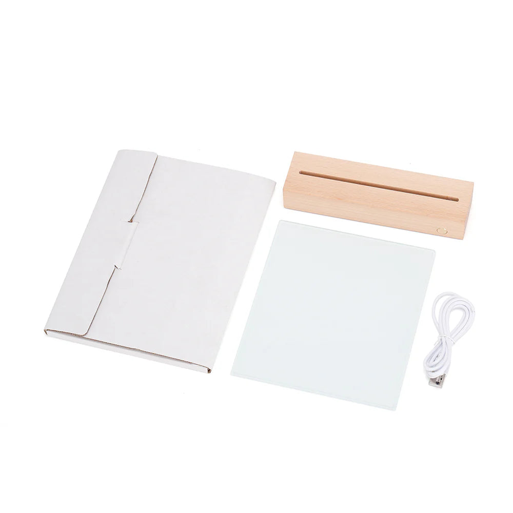 LED Glass Photo Panel with Wooden Base