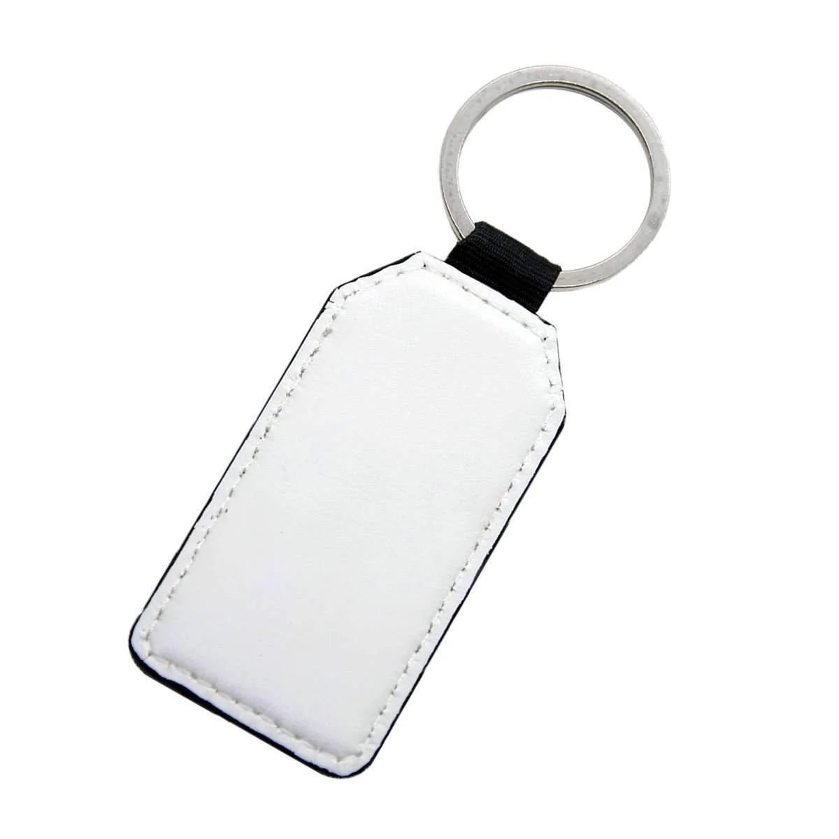 Rectangle Double-Sided PU Leather Keyring