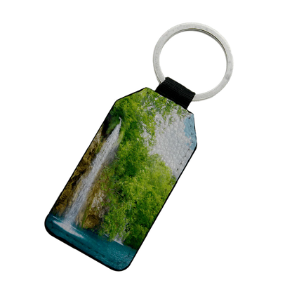 Rectangle Double-Sided PU Leather Keyring